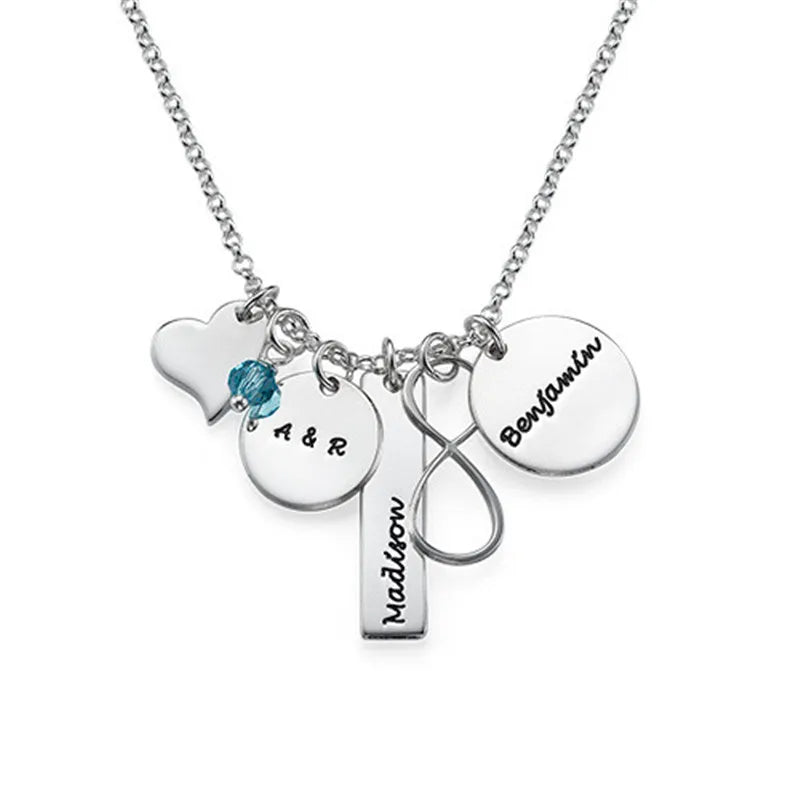 925 Silver Personalized Name Necklaces Names Infinite Birthstones Necklaces