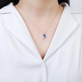 925 Silver Dolphin Shell Pearl Pendant Necklace Women Engagement
