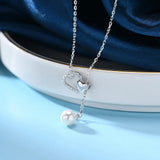 925 Silver Heart Shell Pearl Pendant Necklace Women Engagement