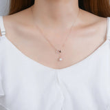 925 Silver Heart Shell Pearl Pendant Necklace Women Engagement