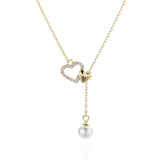 925 Silver Heart Shell Pearl Pendant Necklace Women Engagement