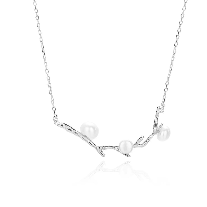 925 Silver Shell Pearl Pendant Necklace Wedding Engagement