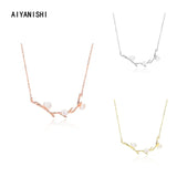 925 Silver Shell Pearl Pendant Necklace Wedding Engagement