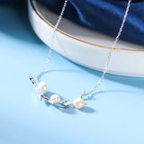 925 Silver Shell Pearl Pendant Necklace Wedding Engagement