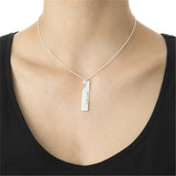 Engraved Name Bar Necklace Heart Pendant for Women Men