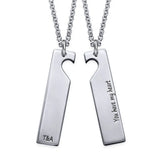 Engraved Name Bar Necklace Heart Pendant for Women Men