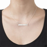 925 Silver Necklace Engraved Name Date Bar Pendant