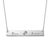 925 Silver Necklace Engraved Name Date Bar Pendant