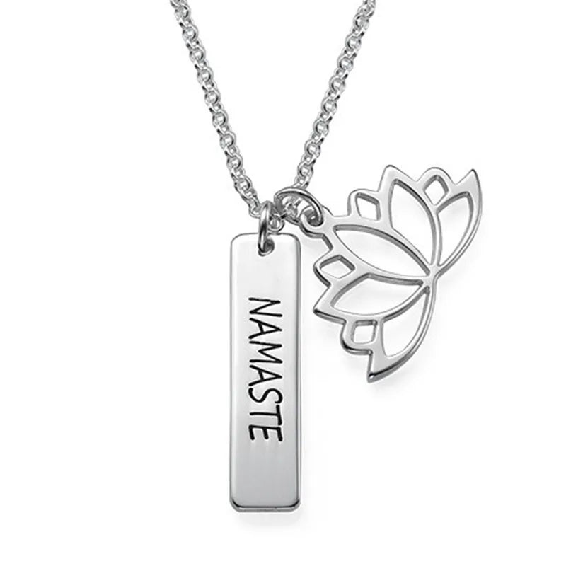 925 Silver Personalized Bar Necklace Engraved Name Date Chain Pendant