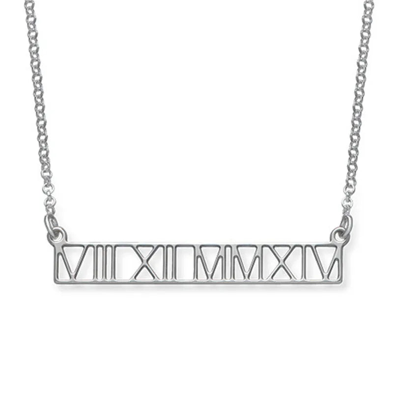 925 Silver Name Hallow Bar Necklace Men Women Christmas
