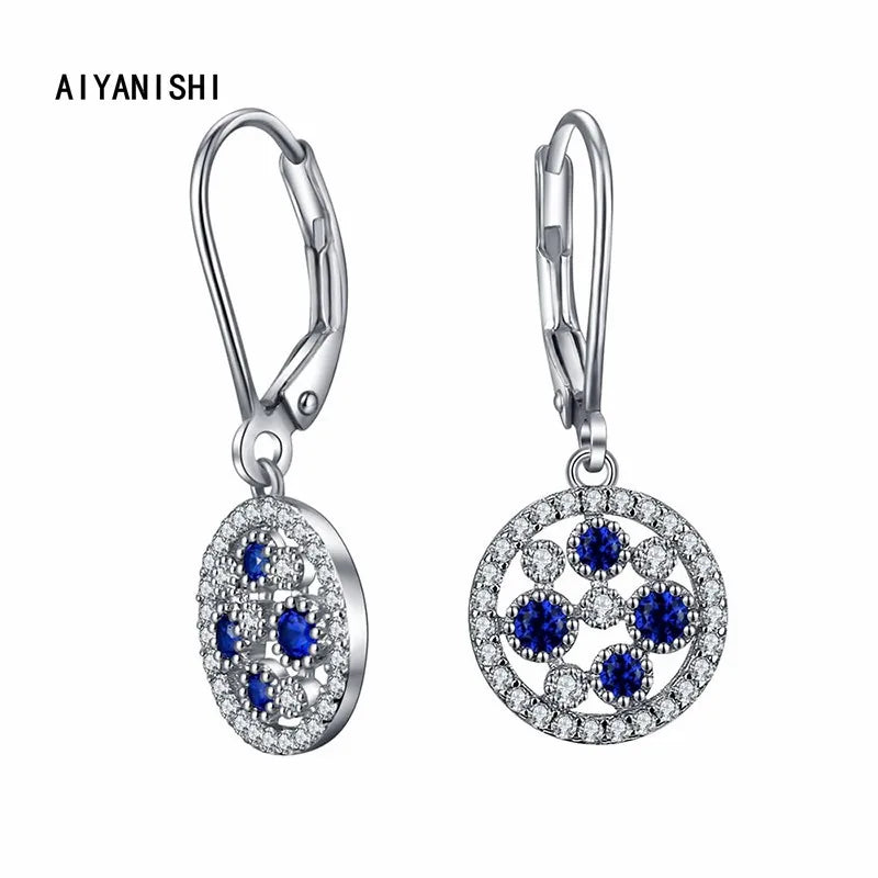 925 Silver Dangle Earrings Hallow Wedding Engagement Chandelier Drop Earrings