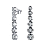 925 Silver Dangle Earrings Row Drill Wedding Engagement Chandelier Drop Earrings