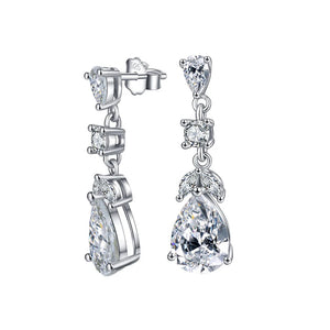 925 Silver Dangle Earrings Stars Pear Drop Wedding Engagement Chandelier