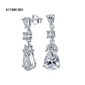925 Silver Dangle Earrings Stars Pear Drop Wedding Engagement Chandelier