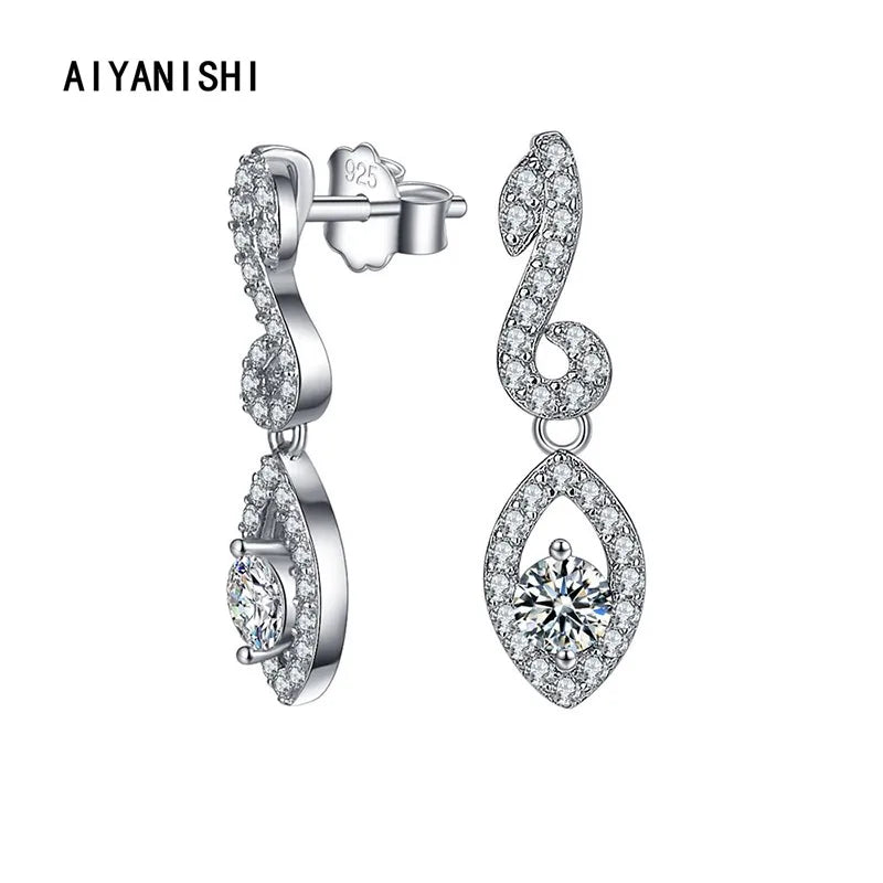 925 Silver Dangle Earrings Water Drop Wedding Engagement Chandelier