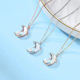925 Silver Dolphin Shell Pearl Pendant Necklace for Women