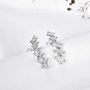 925 Silver Emerald Climb Earrings Wedding Engagement Earring