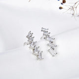 925 Silver Emerald Climb Earrings Wedding Engagement Earring