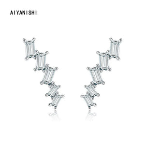 925 Silver Emerald Climb Earrings Wedding Engagement Earring