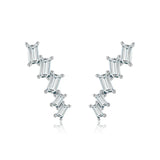 925 Silver Emerald Climb Earrings Wedding Engagement Earring