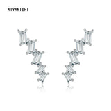 925 Silver Emerald Climb Earrings Wedding Engagement Earring