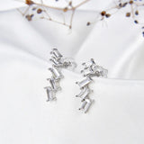 925 Silver Emerald Climb Earrings Wedding Engagement Earring