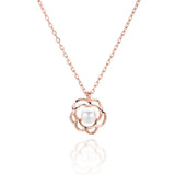925 Silver Flower Shell Pearl Pendant Necklace Women Engagement Jewelry
