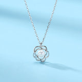 925 Silver Flower Shell Pearl Pendant Necklace Women Engagement Jewelry