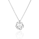 925 Silver Flower Shell Pearl Pendant Necklace Women Engagement Jewelry