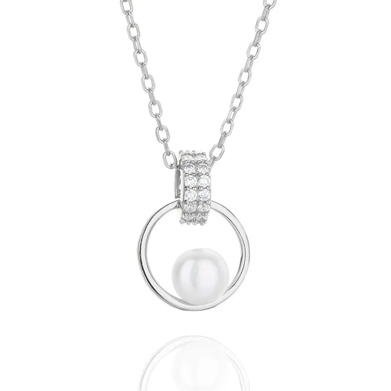 925 Silver Natural Pearl Pendant Necklace Engagement Jewelry