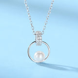 925 Silver Natural Pearl Pendant Necklace Engagement Jewelry