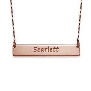 925 Sterling Silver Personalized Bar Pendant Necklace Engraved Jewelry