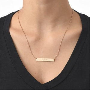 925 Sterling Silver Personalized Bar Pendant Necklace Engraved Jewelry