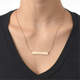 925 Sterling Silver Personalized Bar Pendant Necklace Engraved Jewelry