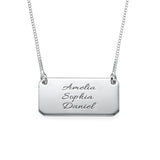 925 Silver Personalized Name Bar Necklace Mother's Jewelry