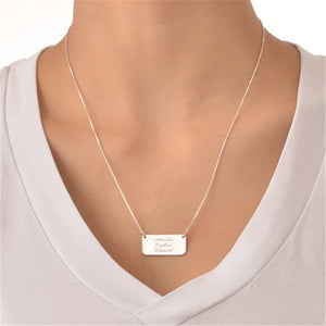 925 Silver Personalized Name Bar Necklace Mother's Jewelry