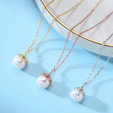 925 Silver Shell Pearl Drop Pendant Necklace Romantic Choker