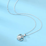 925 Sterling Silver Shell Pearl Heart Pendant Necklace