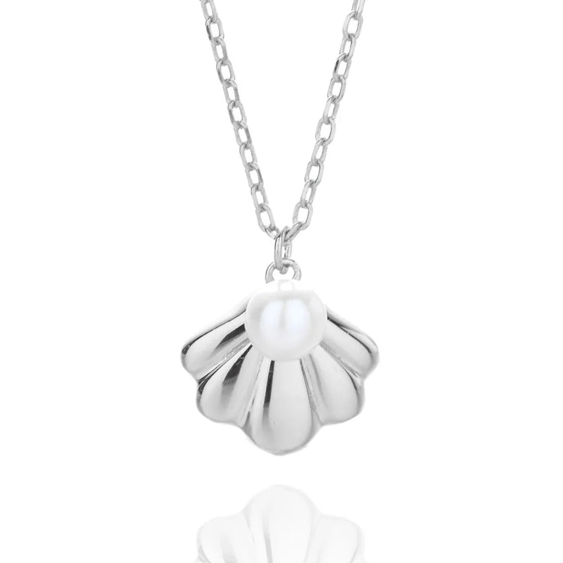 925 Sterling Silver Shell Pearl Pendant Necklace