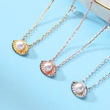 925 Silver Shell Pearl Pendant Necklace Romantic Style Jewellery