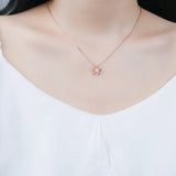 925 Silver Shell Pearl Sunflower Pendant Necklace Romantic Jewelry