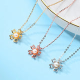 925 Silver Shell Pearl Sunflower Pendant Necklace Romantic Jewelry