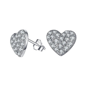 925 Silver Heart Shape Stud Earrings for Women Wedding Engagement