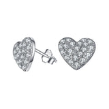 925 Silver Heart Shape Stud Earrings for Women Wedding Engagement