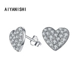 925 Silver Heart Shape Stud Earrings for Women Wedding Engagement