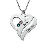 925 Silver Name Necklace Personalized Birthstone Heart Choker Necklace Pendant