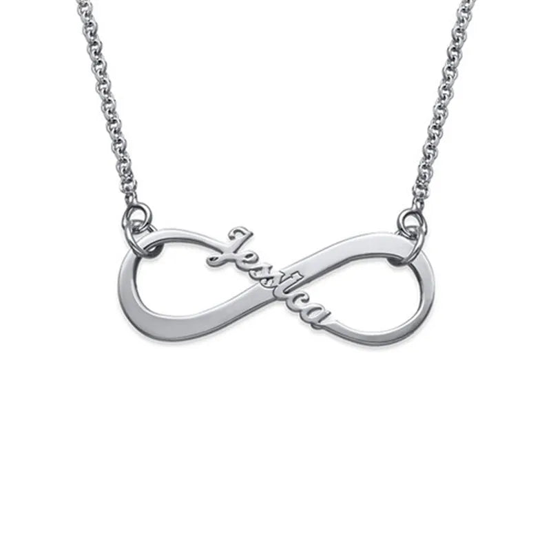 925 Silver Infinity Name Necklace Personalized Boho Jewelry