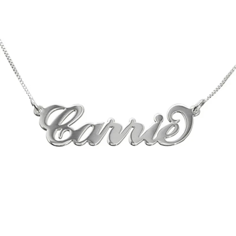 925 Silver Name Necklace Personalized Letter Choker Necklace Pendant