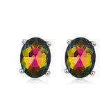 925 Silver Opal Stud Earrings Women Party Jewelry