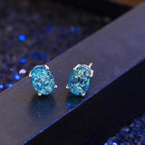 925 Silver Opal Stud Earrings Women Party Jewelry